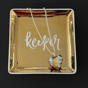 Fused Dichroic Glass Pendant Heart Shaped Oranges and Yellows 💛🧡